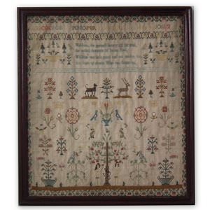Antique Sampler, 1777, Adam & Eve