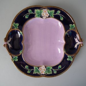 George Jones Majolica Strawberry Serving Dish