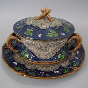 Minton Majolica Dish, Cover and Stand