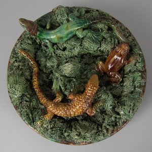 Mafra Palissy Majolica Lizard, Frog and Salamander Plate