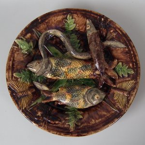 Mafra Palissy Majolica Fish, Eel, Insect & Frog plate