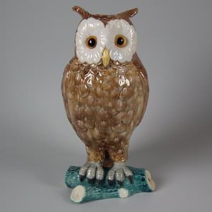 Brown Westhead Moore Majolica Owl Figure