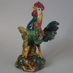 Jerome Massier Majolica Cockerel/Rooster Figural Vase