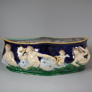 George Jones Majolica Neptune & Maidens Oval Jardiniere