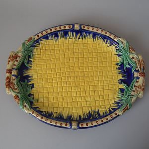 Wedgwood Majolica Basketweave Bread Platter