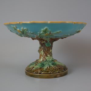 George Jones Majolica Oak Tree Compote