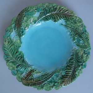 George Jones Majolica Jungle Leaves Plate