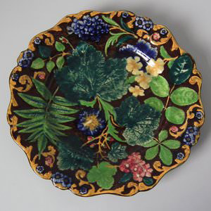 Alcock Majolica Flower And Leaf Plate