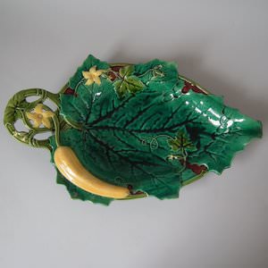 Minton Majolica Cucumber and Leaf Tray