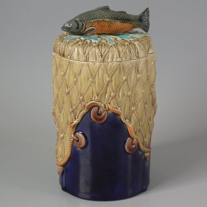 Copeland Majolica Fish Pot And Cover