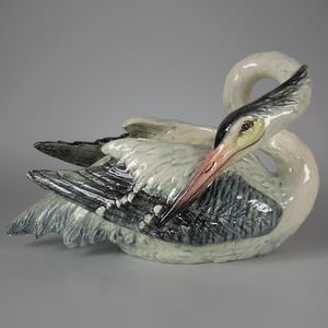 Delphin Massier Majolica Heron Planter