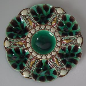 Minton Majolica Mottled 6 Well Oyster Plate