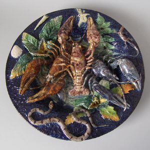 Barbizet Palissy Crayfish, Snake And Lizard Plate