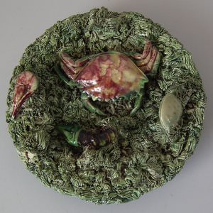 Jose A Cunha Majolica Palissy Crab Plate