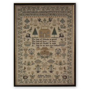 Antique House Sampler, 1840 by Esther Nunn