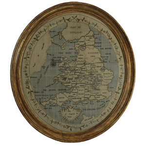 Antique Map of UK Sampler by Elizabeth Kifft, 1797