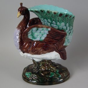 Majolica Peacock Vase