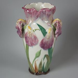 Delphin Massier Majolica Iris Vase
