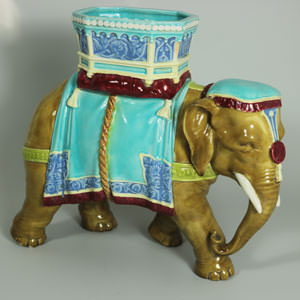 Royal Worcester Majolica Elephant Figure