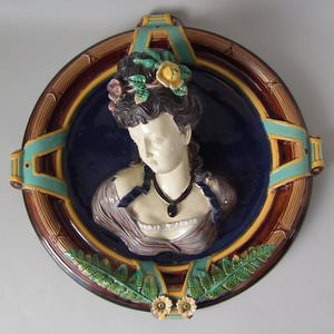 Large Schiller Majolica Portraiture Wall Plaque