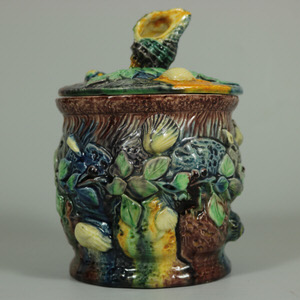Thomas Sergent Palissy Majolica Shell Lidded Pot