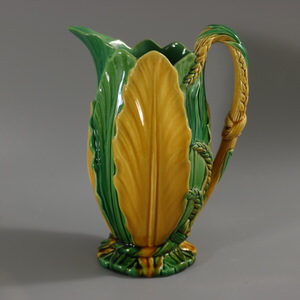 Minton Majolica Wheat And Leaves Jug Pitcher