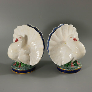 Pair Of Minton Majolica Dove Flower Holders
