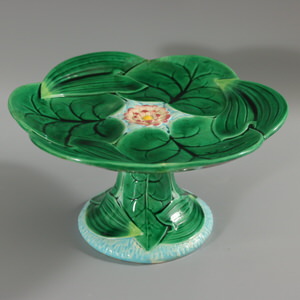 George Jones Majolica Lily Compote