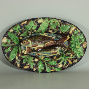 School of Paris Palissy Majolica Palissy Fish Platter