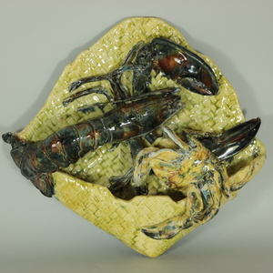 Alfred Reneloeau Palissy Crab & Lobster Wall Pocket
