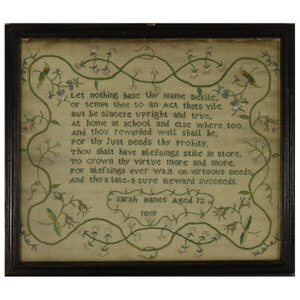 Antique Sampler, 1801, by Sarah Banes