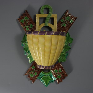 Minton Majolica Basketweave Wall Pocket