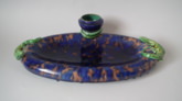 Minton Majolica Palissy style desk stand with inkwell