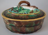 George Jones Majolica hare game pie dish