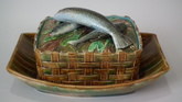 George Jones Majolica sardine dish & cover