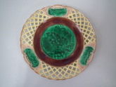 Wedgwood Majolica pictorial lattice rimmed plate