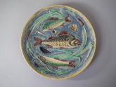 Majolica Palissy-style Fish & Bulrushes Plate
