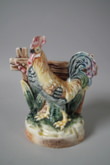 French Majolica Rooster posy vase