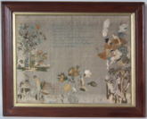 1803 Silkwork sampler with Biblical scenes