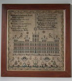 Antique Sampler, 1802 Solomon's Temple Sampler by Jane Batty