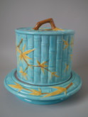 Worcester Majolica bamboo cheese dome & stand