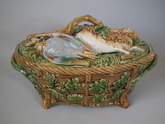 Minton Majolica game pie dish with liner & cover