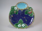 Rare Minton Majolica cobalt ground strawberry dish