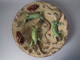Large Mafra Majolica Palissy lizards wall plate