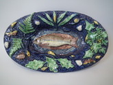 Small Oval French Majolica Palissy fish platter
