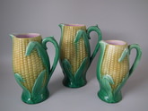 Set of 3 Majolica corn pitchers