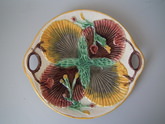 Majolica two handled shell platter