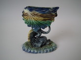 French Majolica Palissy dolphin salt