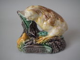 Majolica 'What is it' chick posy holder