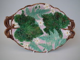 Holdcroft (attributed) Majolica fern & flower platter